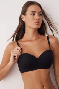 TRENDYOLMİLLA Black-Green 2 Sets Paket Cotton Ribbed underwire Covered Sleeveless Strapless Knitting Bra - Image 8
