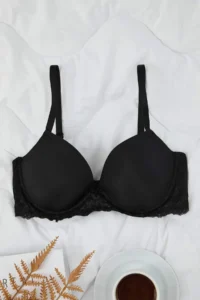 TRENDYOLMİLLA Black Micro Lace Detailed Covered T-Shirt Bra Knitting Bra - Image 7