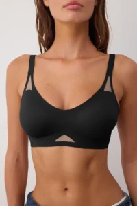 TRENDYOLMİLLA Black Seamless Laser Cutting Invisible/Ghost Without underwire Covered bralette Knitting Bra - Image 2