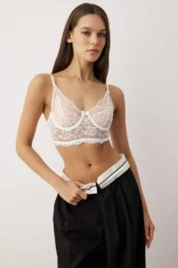 TRENDYOLMİLLA Black-White 2 Sets Lace Wireless Bustier Knitting Bra - Image 3