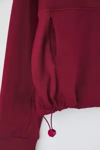 TRENDYOLMİLLA Burgundy Brushed Soft Material Sports Knitting Sweatshirt - Image 7