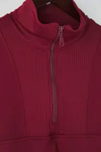 TRENDYOLMİLLA Burgundy Brushed Soft Material Sports Knitting Sweatshirt - Image 8