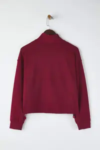 TRENDYOLMİLLA Burgundy Brushed Soft Material Sports Knitting Sweatshirt - Image 9