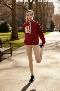 TRENDYOLMİLLA Burgundy Fleece Oversized Sports Knitting Sweatshirt - Image 2