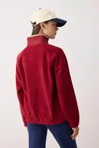 TRENDYOLMİLLA Burgundy Fleece Oversized Sports Knitting Sweatshirt - Image 7