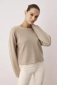 TRENDYOLMİLLA Mink Back Slit Detailed Sports Knitting Sweatshirt - Image 2