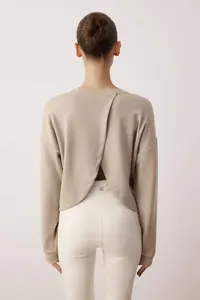 TRENDYOLMİLLA Mink Back Slit Detailed Sports Knitting Sweatshirt - Image 3
