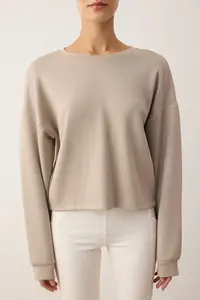 TRENDYOLMİLLA Mink Back Slit Detailed Sports Knitting Sweatshirt - Image 4