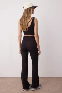 TRENDYOLMİLLA Black Soft Brushed Material Double breasted Waist and Pocket Detail flared leg Yoga Knitting Sports Leggings - Image 4