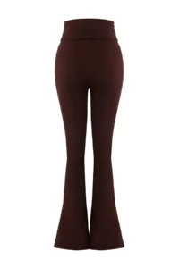 TRENDYOLMİLLA Brown Brushed Soft Material Waist folded Flare/flared leg Yoga Knitting Sports Leggings - Image 6