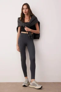 TRENDYOLMİLLA Anthracite Tam Size Knitting Sports Leggings