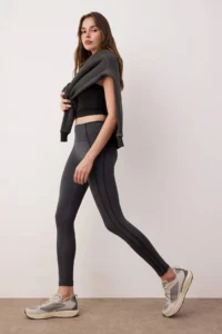 TRENDYOLMİLLA Anthracite Tam Size Knitting Sports Leggings - Image 2