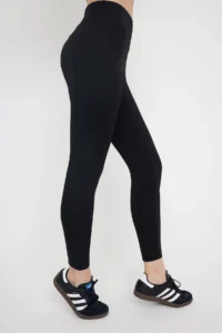TRENDYOLMİLLA Teen Black Scuba Material Waist Binding Detailed Tam Size Knitting Sports Leggings - Image 3