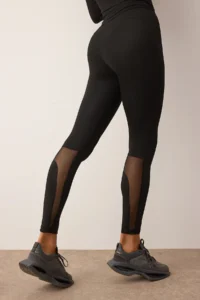 TRENDYOLMİLLA Black Tulle Detailed Full Size Knitting Sports Leggings