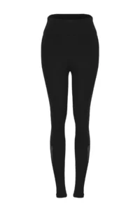 TRENDYOLMİLLA Black Tulle Detailed Full Size Knitting Sports Leggings - Image 5