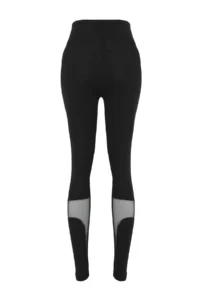 TRENDYOLMİLLA Black Tulle Detailed Full Size Knitting Sports Leggings - Image 6