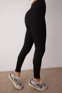TRENDYOLMİLLA Black Scuba Material Tam Size Knitting Sports Leggings - Image 3