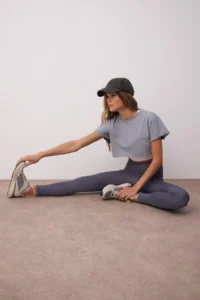 TRENDYOLMİLLA Gray Scuba Material Tam Size Knitting Sports Leggings