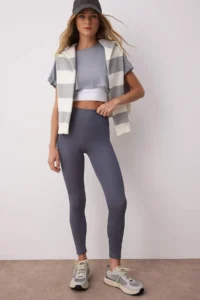 TRENDYOLMİLLA Gray Scuba Material Tam Size Knitting Sports Leggings - Image 2