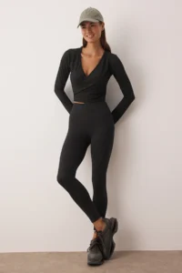 TRENDYOLMİLLA Black Soft Brushed Material Full Size Knitting Sports Leggings - Image 2
