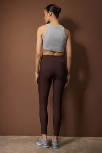 TRENDYOLMİLLA Brown Ribbed Material Detailed Thinner Look Full Size Knitting Sports Leggings - Image 4