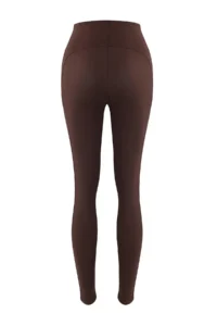 TRENDYOLMİLLA Brown Ribbed Material Detailed Thinner Look Full Size Knitting Sports Leggings - Image 7