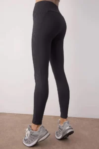 TRENDYOLMİLLA Anthracite Ribbed Material Detailed Thinner Look Full Size Knitting Sports Leggings - Image 2