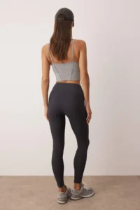 TRENDYOLMİLLA Anthracite Ribbed Material Detailed Thinner Look Full Size Knitting Sports Leggings - Image 6