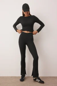 TRENDYOLMİLLA Black Flare/flared leg Yoga Knitting Sports Leggings - Image 3