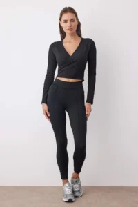 TRENDYOLMİLLA Black Pocket Detail Knitting Sports Leggings - Image 2