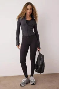 TRENDYOLMİLLA Black Brushed Soft Material Füzo Sports Leggings - Image 2