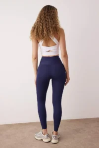 TRENDYOLMİLLA Navy Blue Matte Look Extra Shaping Knitting Sports Leggings - Image 4