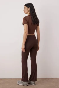 TRENDYOLMİLLA Brown Soft Brushed Material Ruffle Detailed Knitting Sports Leggings - Image 6