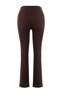 TRENDYOLMİLLA Brown Soft Brushed Material Ruffle Detailed Knitting Sports Leggings - Image 8