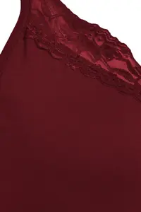 TRENDYOLMİLLA Burgundy Lace and Ribbon/Bow Detailed Rope Sleeveless Viscose Knitting Pajama Set - Image 8