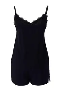 TRENDYOLMİLLA Black Lace Rope Sleeveless Viscose OF shorts Weaving Pajama Set - Image 6