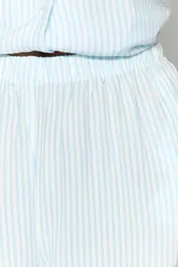 TRENDYOLMİLLA Mavi Striped Viscose Shirt-Pants Weaving Pajama Set - Image 4