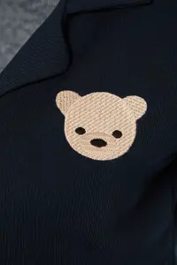 TRENDYOLMİLLA Navy Blue Teddy Bear Embroidered Ribbed Knitting Pajama Set - Image 9