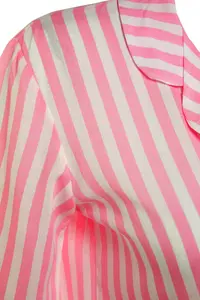 TRENDYOLMİLLA Pink Striped Viscose Tops Wide Pattern OF shorts Weaving Pajama Set - Image 7