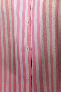 TRENDYOLMİLLA Pink Striped Viscose Tops Wide Pattern OF shorts Weaving Pajama Set - Image 8