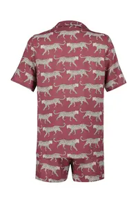 TRENDYOLMİLLA Burgundy Patterned Viscose OF shorts Weaving Pajama Set - Image 7