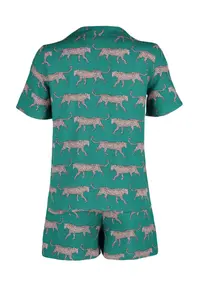 TRENDYOLMİLLA Emerald Green Patterned Viscose OF shorts Weaving Pajama Set - Image 8