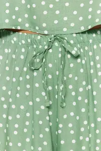 TRENDYOLMİLLA MINT Polka Dot Ruffle Detailed Rope Sleeveless Viscose OF shorts Weaving Pajama Set - Image 5