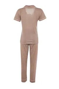 TRENDYOLMİLLA Mink Printed Shirt-Pants Knitting Pajama Set - Image 8