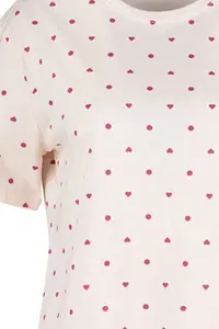 TRENDYOLMİLLA Light Pink 100% Cotton Polka Dot and Heart OF shorts Knitting Pajama Set - Image 8