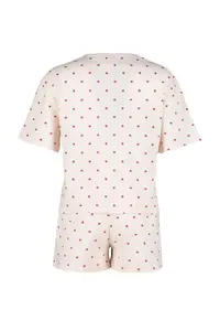 TRENDYOLMİLLA Light Pink 100% Cotton Polka Dot and Heart OF shorts Knitting Pajama Set - Image 9