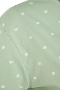 TRENDYOLMİLLA MINT 100% Cotton Polka Dot and Heart OF shorts Knitting Pajama Set - Image 7