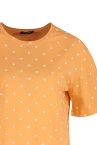 TRENDYOLMİLLA Orange 100% Cotton Polka Dot and Heart OF shorts Knitting Pajama Set - Image 7