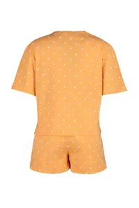 TRENDYOLMİLLA Orange 100% Cotton Polka Dot and Heart OF shorts Knitting Pajama Set - Image 8