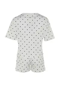 TRENDYOLMİLLA White 100% Cotton Polka Dot and Heart OF shorts Knitting Pajama Set - Image 8